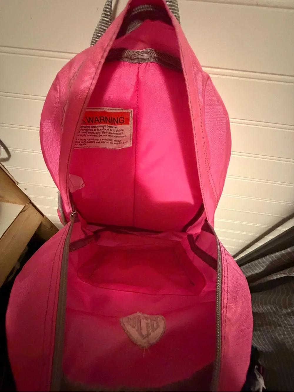 L.L.Bean Pink Backpack Gray Trim Monogram AGA School Book Bag Daypack